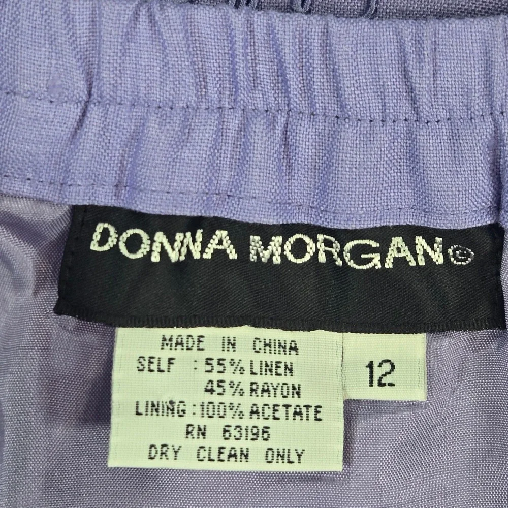 Donna Morgan Womens 12 Purple Linen Blend‎ Embroidered Skirt Suit Set